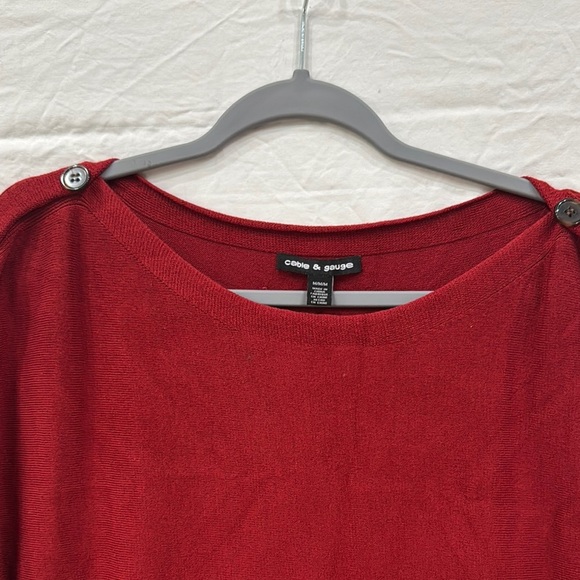 Cable & Gauge Rust Button-Shoulder Knit Top - Picture 2 of 4